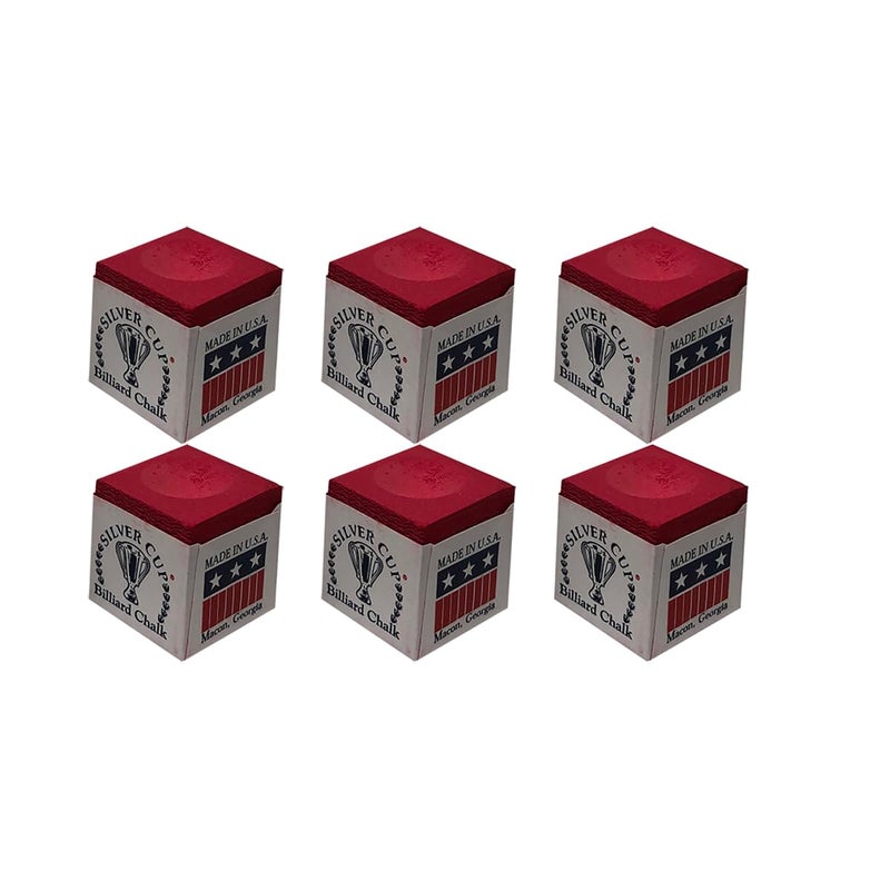 Silver Cup Set of 6 Red Billiard Pool Cue Chalk - Image 1